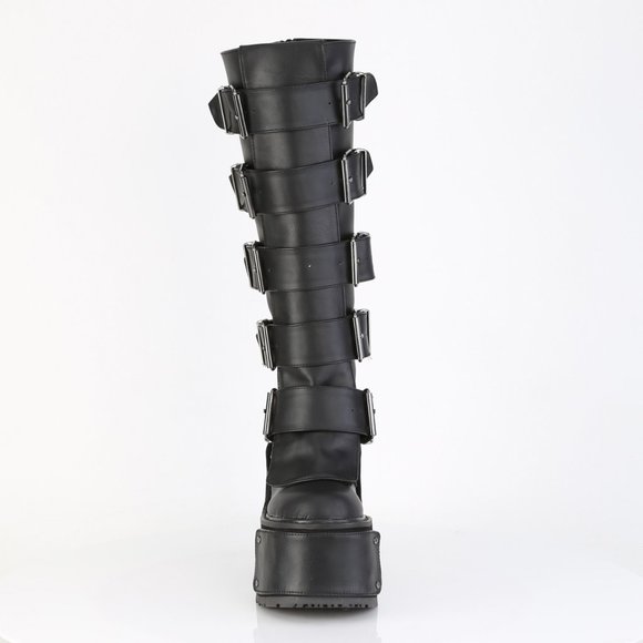 Wedge Heel Platform Gothic Lace Up Knee High Boots - Picture 3 of 5